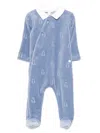 Patachou Teddy Bear-print Velvet Pajama In Blue