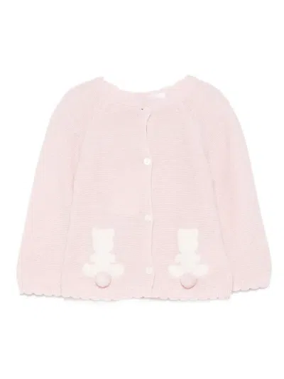 Patachou Babies' Teddy-detail Cardigan In Pink