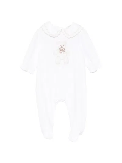 Patachou Babies' Teddy-bear Scalloped-collar Pajamas In White