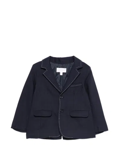 Patachou Babies' Topstitched Single-breasted Blazer In Blue