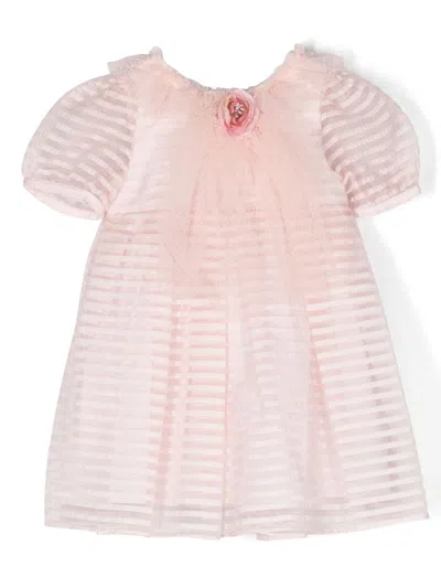 Patachou Kids' Tulle-detail Short-sleeved Dress In Pink