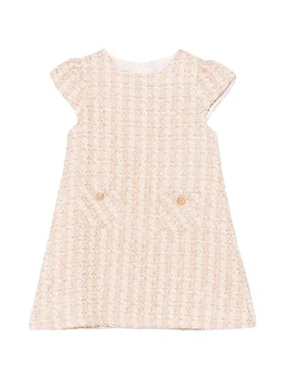 Patachou Kids' Tweed A-line Dress In Pink
