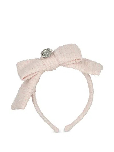 Patachou Kids' Tweed Bow-detail Jewelled Headband In Neutral