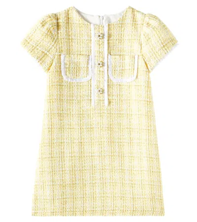 Patachou Kids' Tweed Dress In Yellow