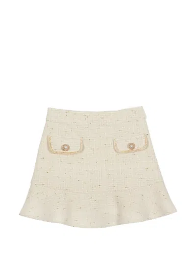 Patachou Kids' Tweed Skirt In Neutral