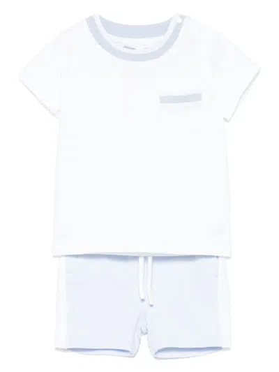 Patachou Babies' Two-tone Short Set In 蓝色