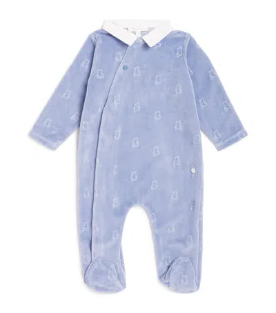 Patachou Kids' Velvet Bear All-in-one In Blue