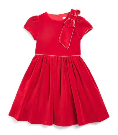 Patachou Kids' Velvet Bow-detail Dress (3-12 Years) In Multi