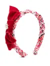 Patachou Velvet-bow Tweed Headband In Red