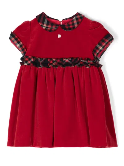 Patachou Babies' Velvet Dress In Red