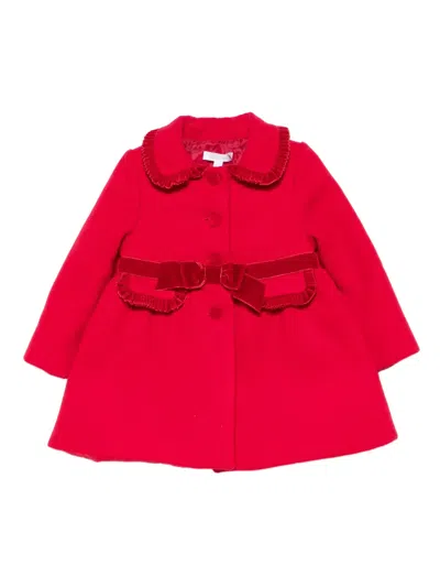 Patachou Babies' Velvet-trim Coat In Red