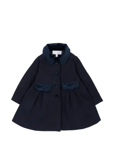 Patachou Babies' Velvet-trim Pleated Coat In Brown