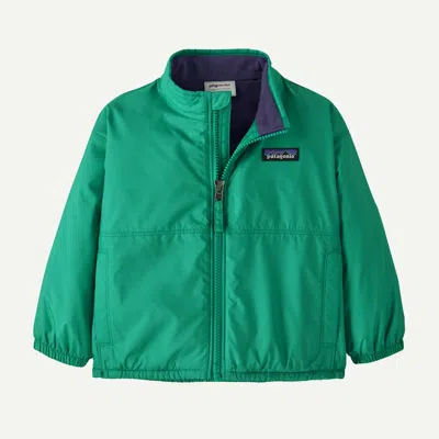 Patagonia Kids' Baby Fleece-lined Windbreaker Jacket In Solo Teal In Green