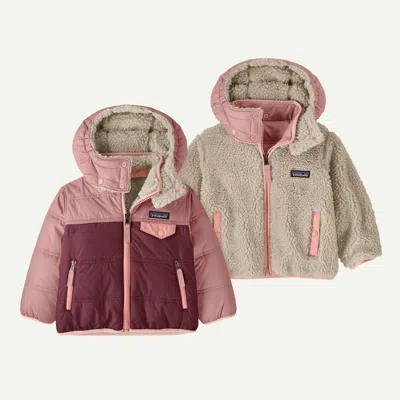 Patagonia Kids' Baby Reversible Tribbles Hoody In Berry Fig In Multi