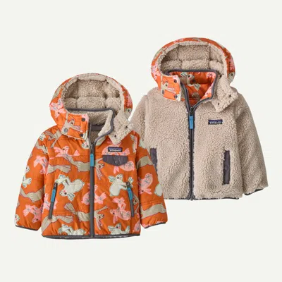 Patagonia Kids' Baby Reversible Tribbles Hoody In Marigold In Multi