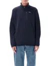 Patagonia Textured Fleece Casual Jacket With Stand Collar In Black