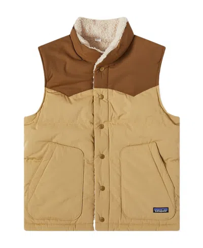 Patagonia Bivy Hooded Reversible Gilet In Nude