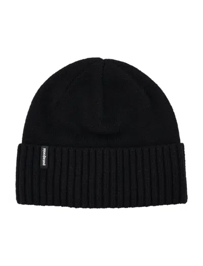 PATAGONIA BLACK LOGO BEANIE HAT