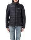 Patagonia Quilted High Collar Jacket With Side Zip Pockets In Black