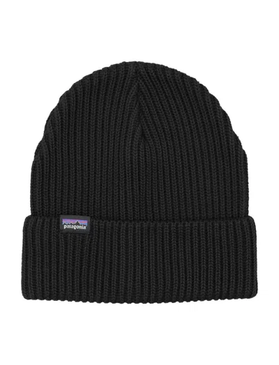 Patagonia Black Textured Logo Beanie Hat