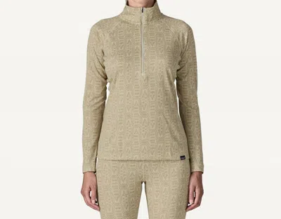 Patagonia Capilene Midweight Zip Neck Sweater In Flow Dyno White In Green