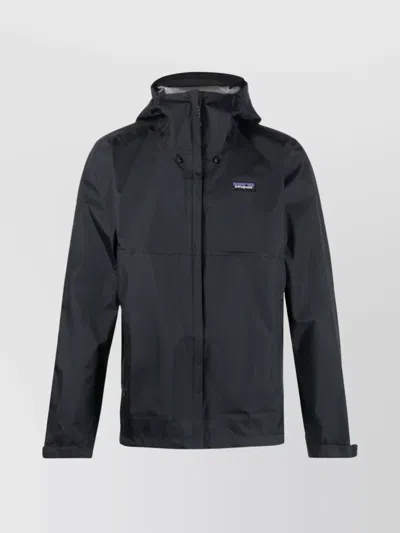 Patagonia Casual Jacket With Adjustable Cuffs And Hood In Blue