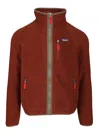 Patagonia Textured Plush Fleece Jacket With Full Zipper In Brown