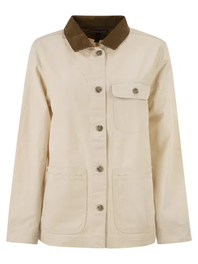 Patagonia Classic Casual Jacket With Ribbed Velvet Collar And Button Placket In Neutral