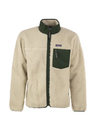 Patagonia Retro Fleece Jacket High Collar Pocket In Neutral