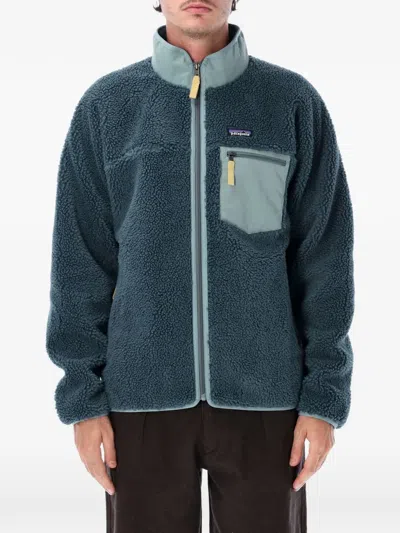 Patagonia Retro Fleece Jacket Casual Style High Collar In Animal Print