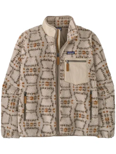 Patagonia Classic Retro-x Geometric Pattern Stand Collar Jacket In Brown