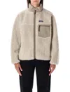 Patagonia Plush Fleece Jacket With High Collar In Gray