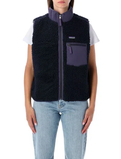 Patagonia Retro Fleece Vest High Collar In Blue