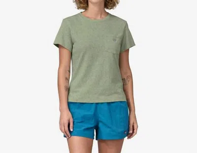Patagonia Clean Climb Bloom Pocket Responsibili-tee In Sleet Green