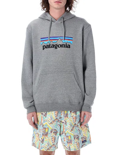 Patagonia Relaxed Fit Hoodie In Recycled Cotton Blend With Kangaroo Pocket In Gray