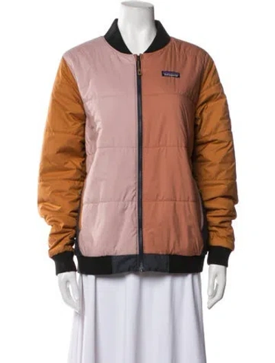 Pre-owned Patagonia Colorblock Pattern Bomber Jacket In Orange