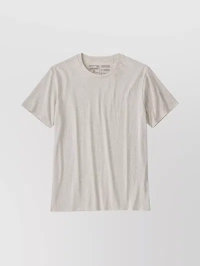 Patagonia Crew Neck Plain Design Short Sleeves In White