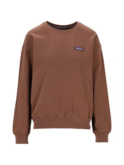 Patagonia Daily Crew Logo-patch Sweatshirt In Brown