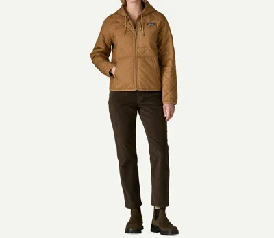 Patagonia Diamond Quilted Bomber Hoodie Jacket In Deer Brown
