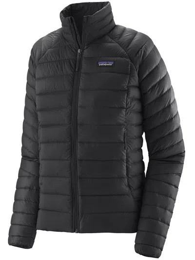 Patagonia Down Sweater Quilted High Collar Jacket In Black