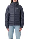 Patagonia Hooded Padded Jacket With Quilted Design And Side Pockets In Blue
