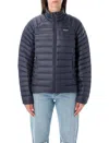 Patagonia Hooded Padded Jacket With Quilted Design And Side Pockets In Blue