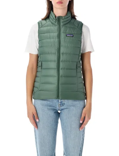 Patagonia Down Sweater Vest For Women - Lightweight Packable Quilted Down Mini Warmth Layer In Canopy Green
