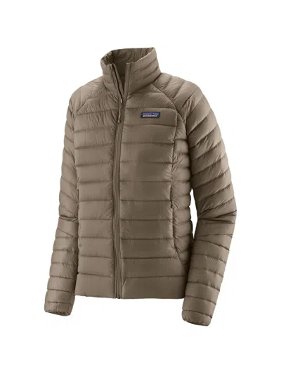 Patagonia Lightweight Quilted Down Jacket With High Collar In Brown