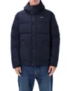 Patagonia Quilted Padded Jacket With High Collar And Hood In Black