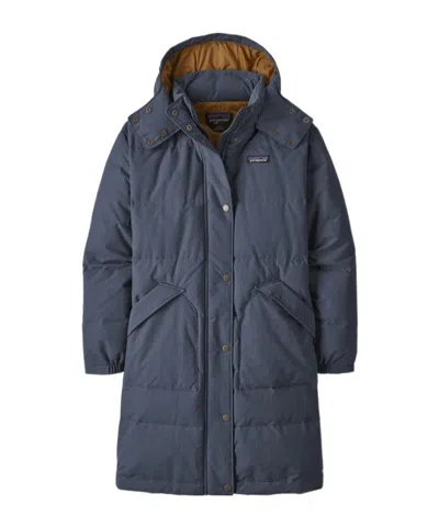 Patagonia Downdrift Logo-patch Parka Coat In Black