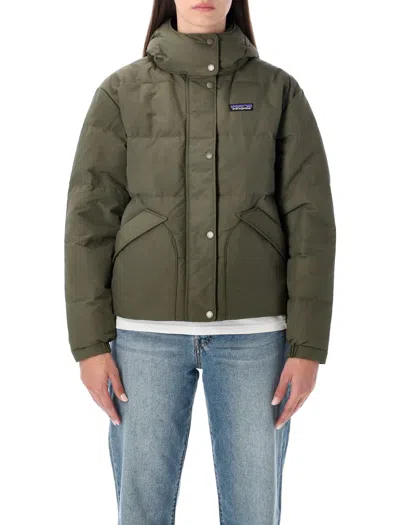 Patagonia Downdrift Recycled Down Jacket With Removable Hood In Green
