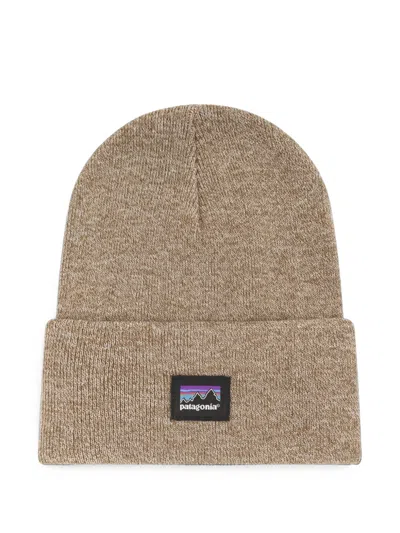 Patagonia Beanie Made From Recycled Polyester With A Logo In Neutral
