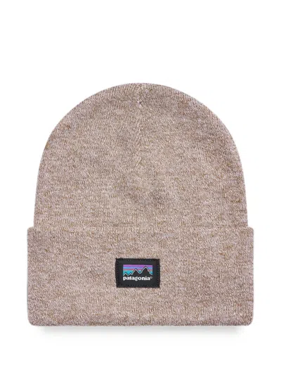Patagonia Everyday Logo-patch Marl Beanie Hat In Gray