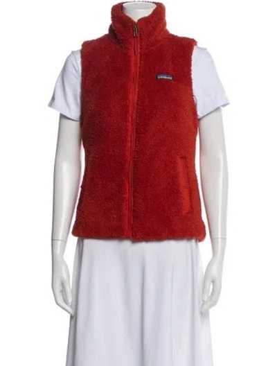 Pre-owned Patagonia Faux Shearling Printed Vest W/ Tags In Orange